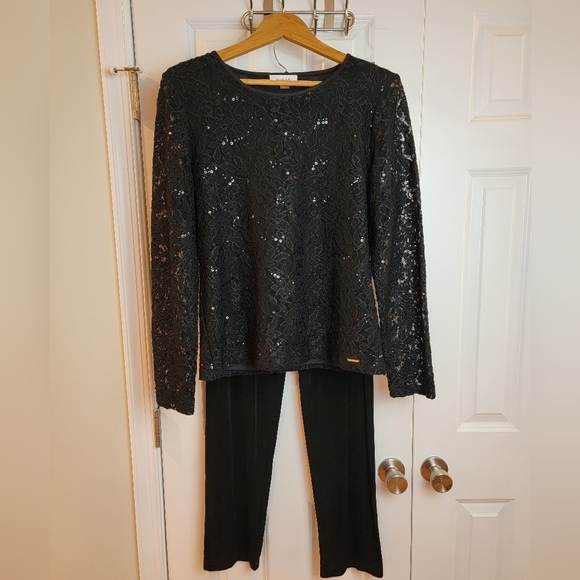 Calvin Klein Tops - Calvin Klein Black Long Sleeved Sequined‎ Blouse Large